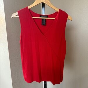 Cable & Gauge Sleeveless Knit Top Surplice‎ V-Neck Red Blouse XL
